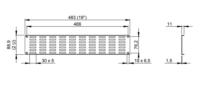 Adam Hall 19" Parts AH RACK U PAN 02 HORIZONTAL