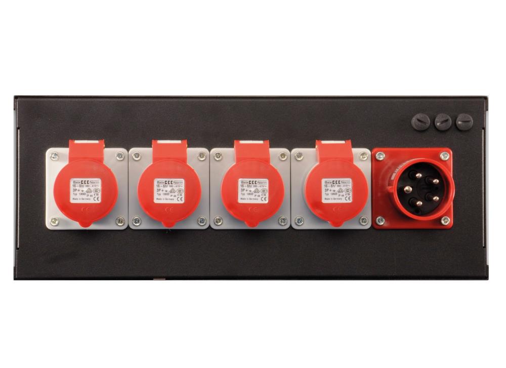 CHAINMASTER CM-802003 Motorcontroller, 4-Kanal, 19'', 4HE, IN: CEE 16A 5pol, OUT: CEE 4x 16A 4pol, Direktsteuerung