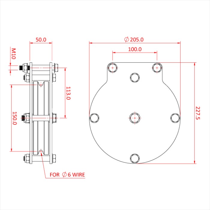 DOUGHTY T42911 150mm Heavy Duty Pulleys-Wire 6mm Wire - Single