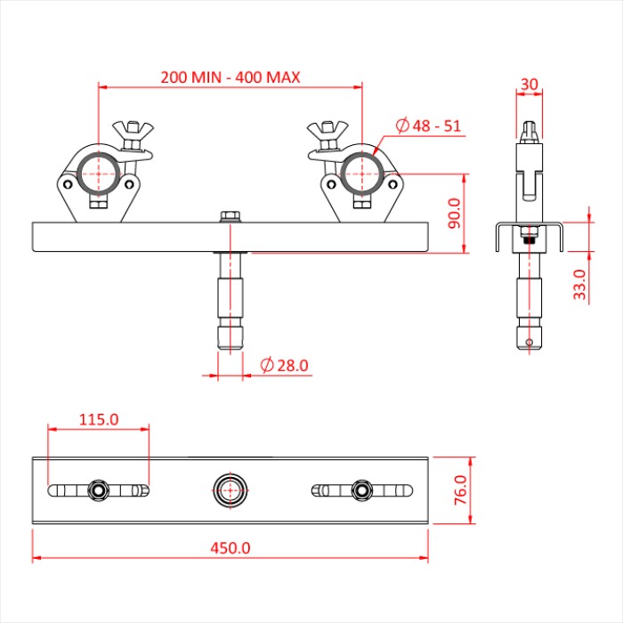 DOUGHTY T57211 FIXED TRUSS ADAPTOR 200-400mm Centres