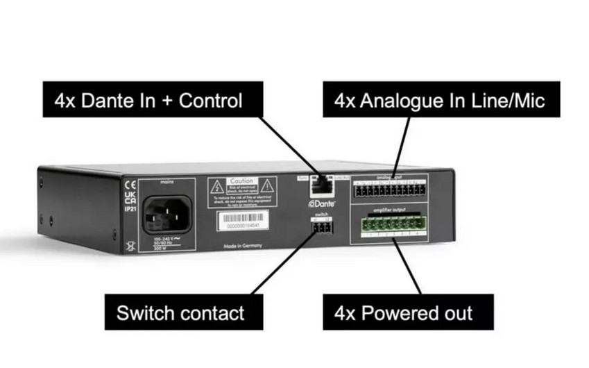 FOHHN MA-4.100  Media DSP-Matrix-Endstufe, Class D, 4x65W / 4 Ohm, DSP-Funktionen