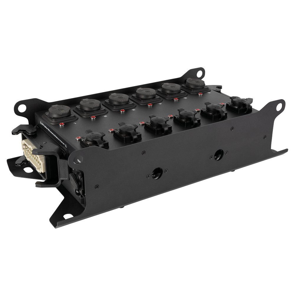 SHOWGEAR PowerCore 2m.6p – DMX Breakout Multipin H16 Ein-/Ausgang auf 6x Power Pro True + 5p DMX-Splitter