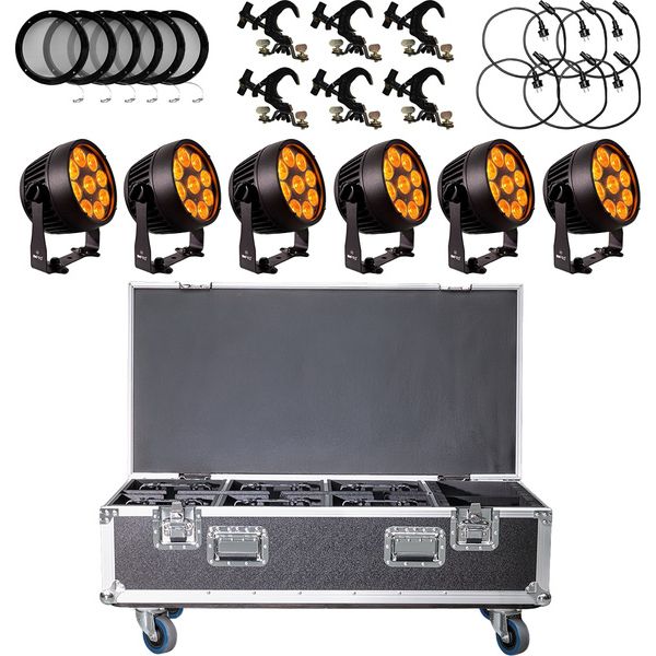 LCPRO® Show.LED C6 MK2 6er Tourpack – professionelles Akku-Uplight-Set im Ladecase
