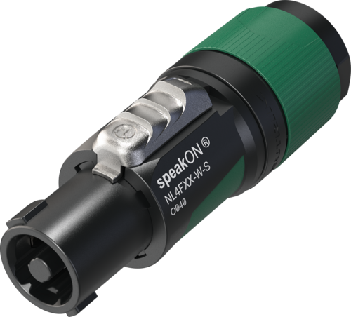 NEUTRIK NL4FXX-W-S Speakon 4pol Stecker, SCHWARZ, female, HIGH POWER, hohe Strombelastbarkeit, (für Kabel Ø 6-12mm)