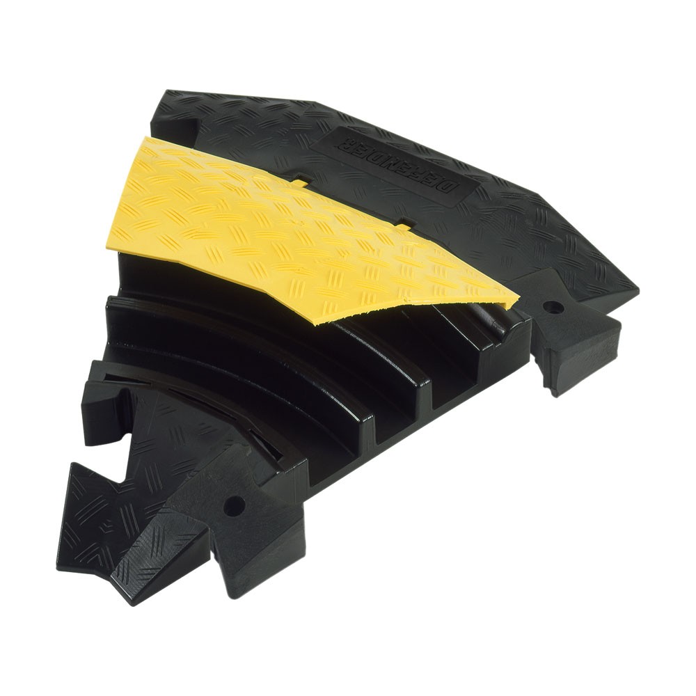 DEFENDER 3 C Cable protector 3 channels | 45° curve | with connector | heavy-duty design | height 7.5 cm
