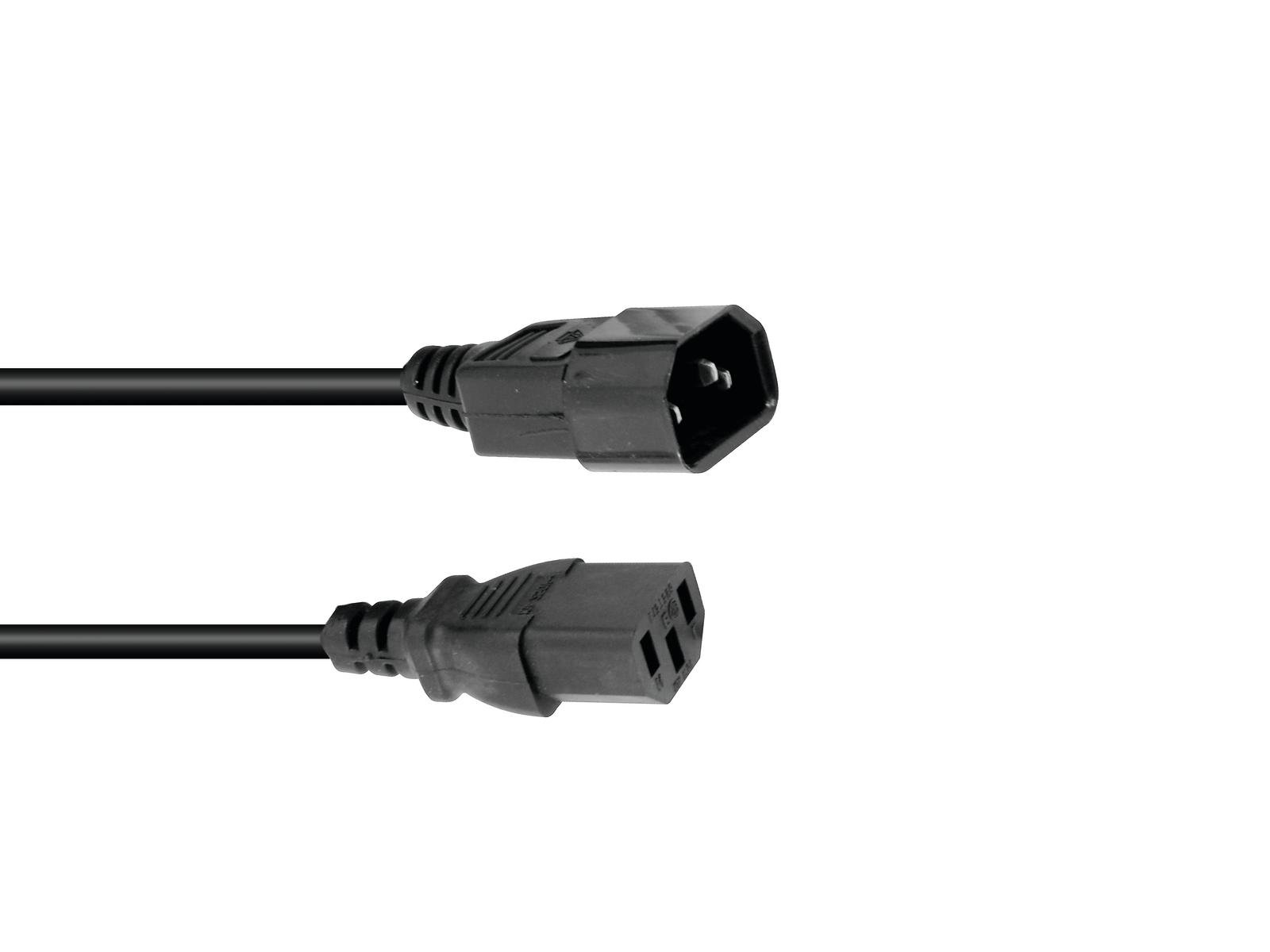 OMNITRONIC Kaltgeräte Verlängerung 3x1,0mm², 3,0m schwarz, Netzkabel, Stromkabel