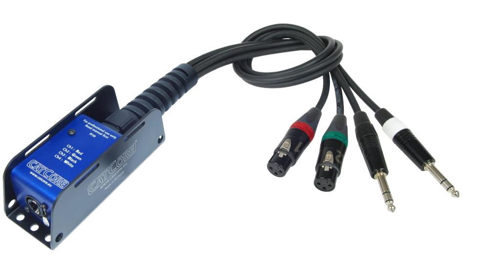 CATCORE SP-DJ 2x XLR female, 2x klinke Stereo Kabelauflösung/Peitsche/Split, Ethercon auf 4x Kabel