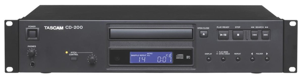 TASCAM CD-200 19“,2HE,CD-Player für  Audio-CDs, MP3/MP2- und WAV-Dateien