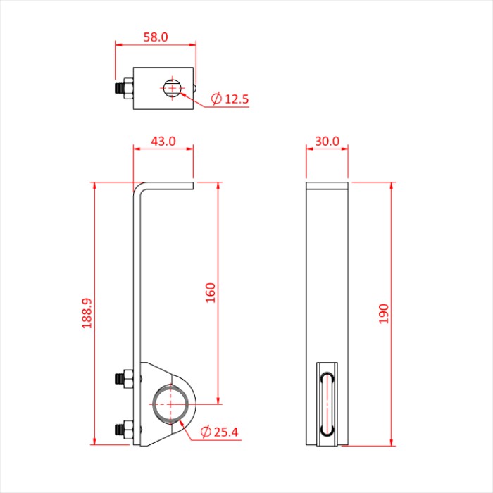 DOUGHTY T63750 ADJUSTABLE SUPPORT BRACKET (inc.‘U’ bolt) 160mm Drop