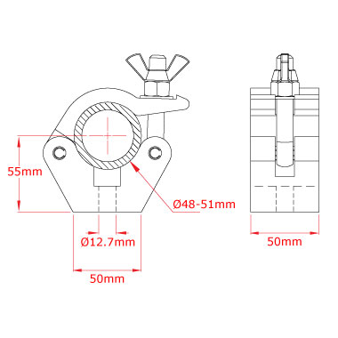 DOUGHTY T57000 Standard Half Coupler (48-51mm), SILBER, B:50mm, Tragkraft:750kg, LochØ:12mm, TÜV