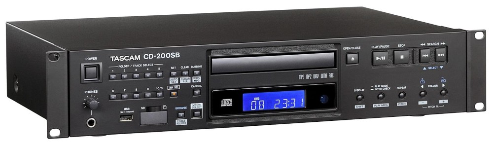TASCAM CD-200SB 19“, 2HE, Solid-State-/CD-Player,WAV, MP3, MP2, WMA, AAC von SD/SDHC-Karten