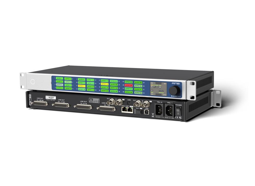 RME M-32 DA Pro II Digitalwandler, 32 Kanäle, 19'', 1HE, USB 2.0, IN/OUT: 25-pol D-Sub, MIDI, MADI, RJ45