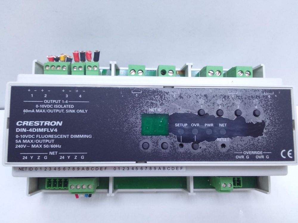 CRESTRON DIN-4DIMFLV4 DIN Rail 0-10V Dimmer Module, 4 feeds,