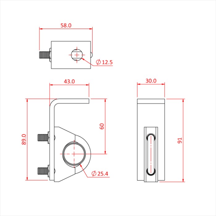 DOUGHTY T63751 Short Support Bracket (inc.‘U’ bolt) 60mm Drop