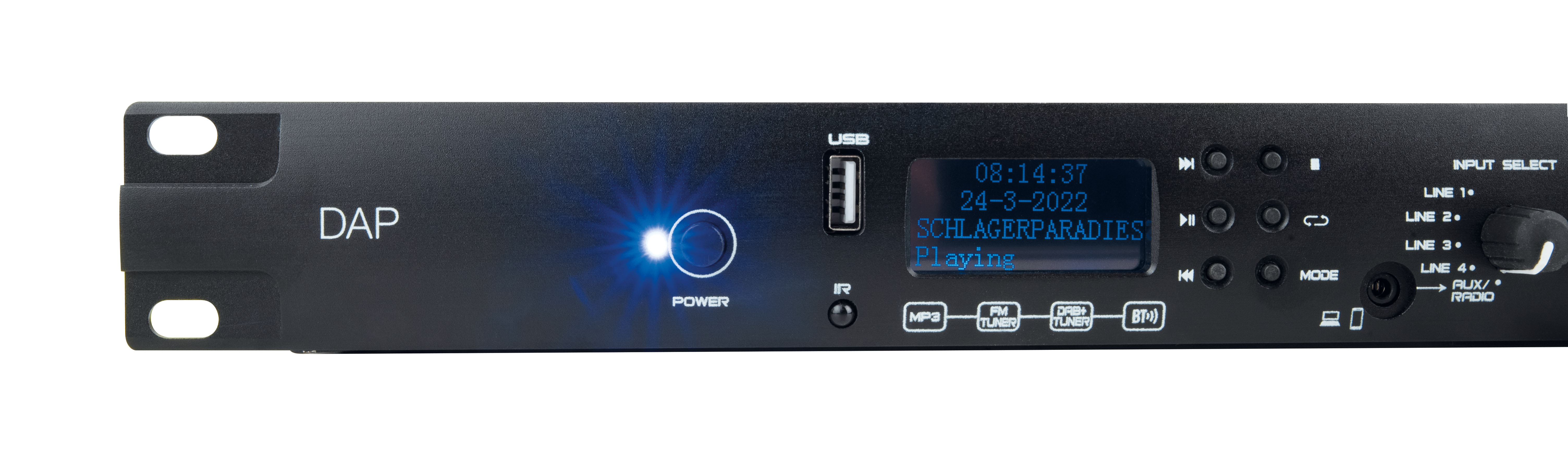 DAP MP-100DBT DAB+/FM-Radio, USB-Player und BT 4.2, 1HE-Medienplayer