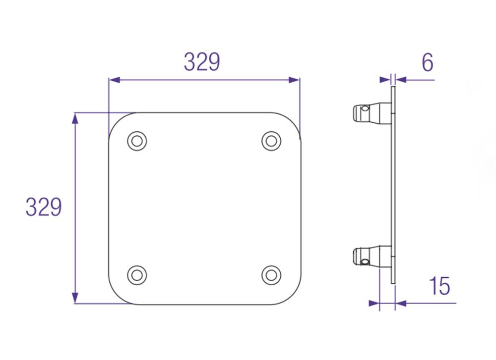 PROLYTE PC-BASE-30V-RAL9005 329x329mm, SCHWARZ, INKL. KONUSVERB., für H30V / X30V Serie