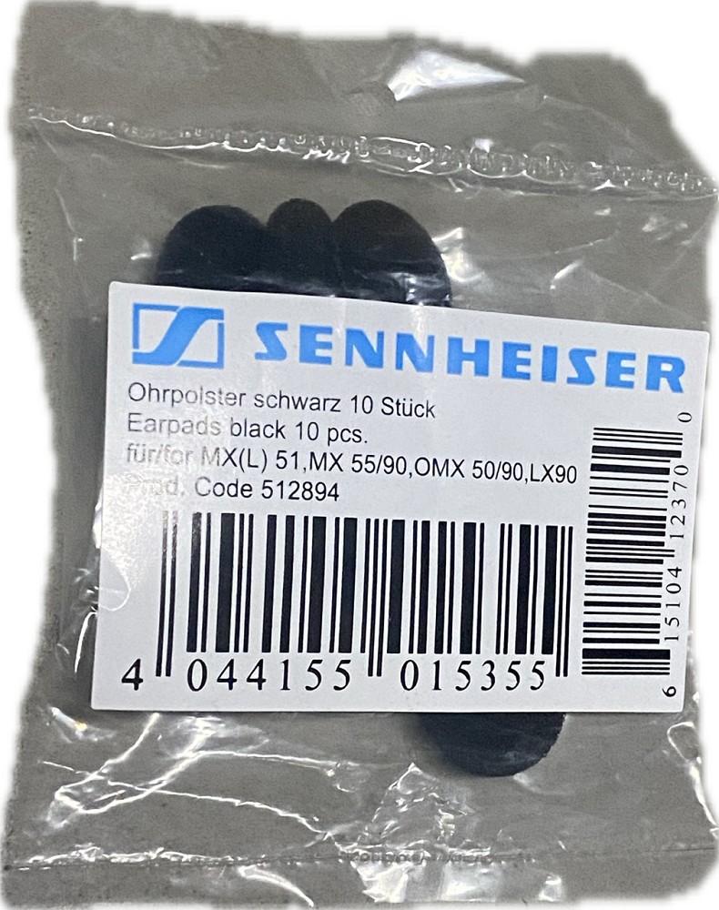 SENNHEISER Ohrpolster schwarz 10 Stück für MX(L) 51, MX 55/90, omx 50/90, LX90