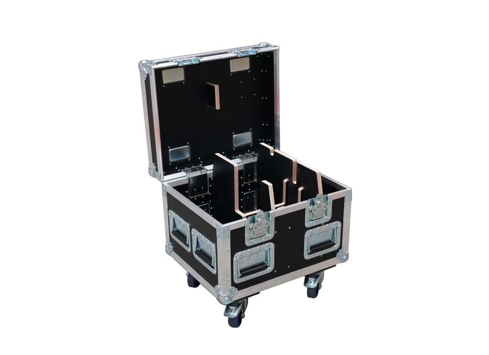 AMPTOWN CASES für ChainMaster D8+ 250 ULTRA MIT GRIFFEN, PVC schwarz, 4x Blue Wheel, 8x Klappgriff, stapelbar