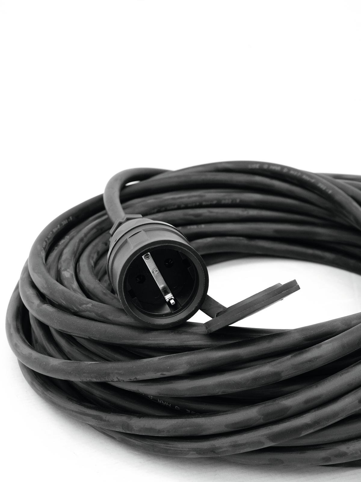 PSSO Verlängerung 3x2,5mm², 10m Schuko Kabel,  H07RN-F, Strom Kabel, schwarz, IP44
