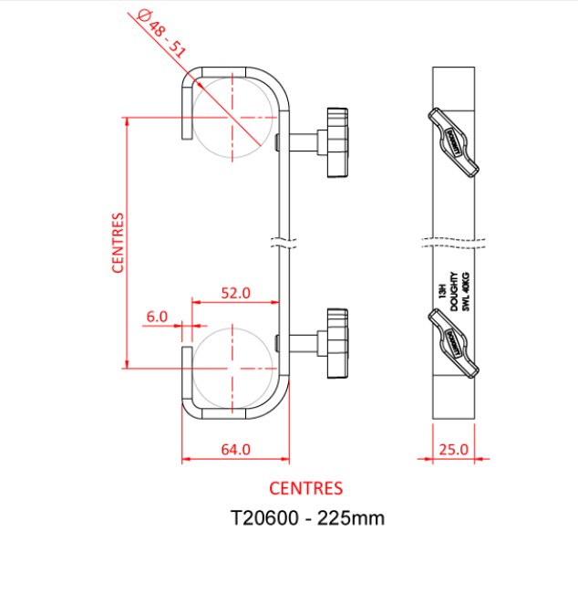 DOUGHTY T20600 Doppel-C-Haken 225mm