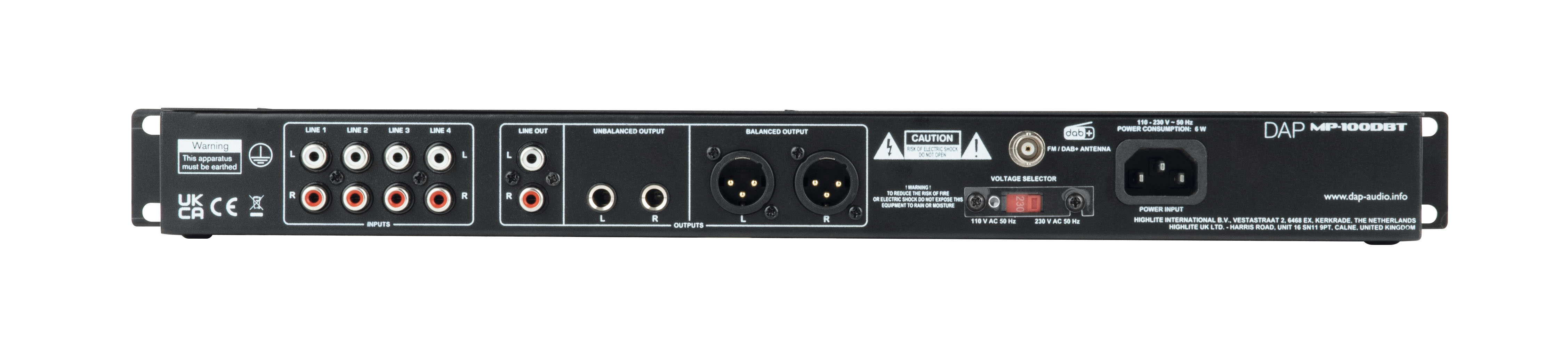 DAP MP-100DBT DAB+/FM-Radio, USB-Player und BT 4.2, 1HE-Medienplayer