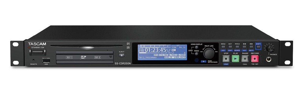 TASCAM SS-CDR250N 19”, 1HE, Solid-State-/CD-Audiorecorder, SD-, CF- oder USB-Medien sowie CD-R/CD-RW