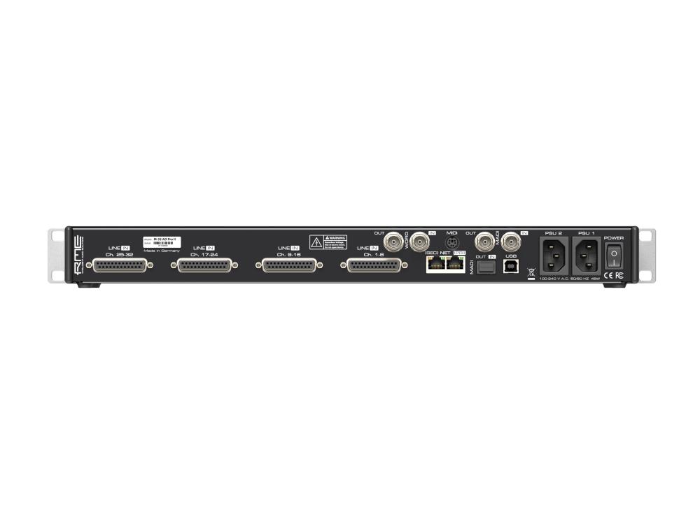 RME M-32 AD Pro II Digitalwandler, 32 Kanäle, 19'', 1HE, AVB, USB 2.0, IN/OUT: 25-pol D-Sub, MIDI, MADI, RJ45