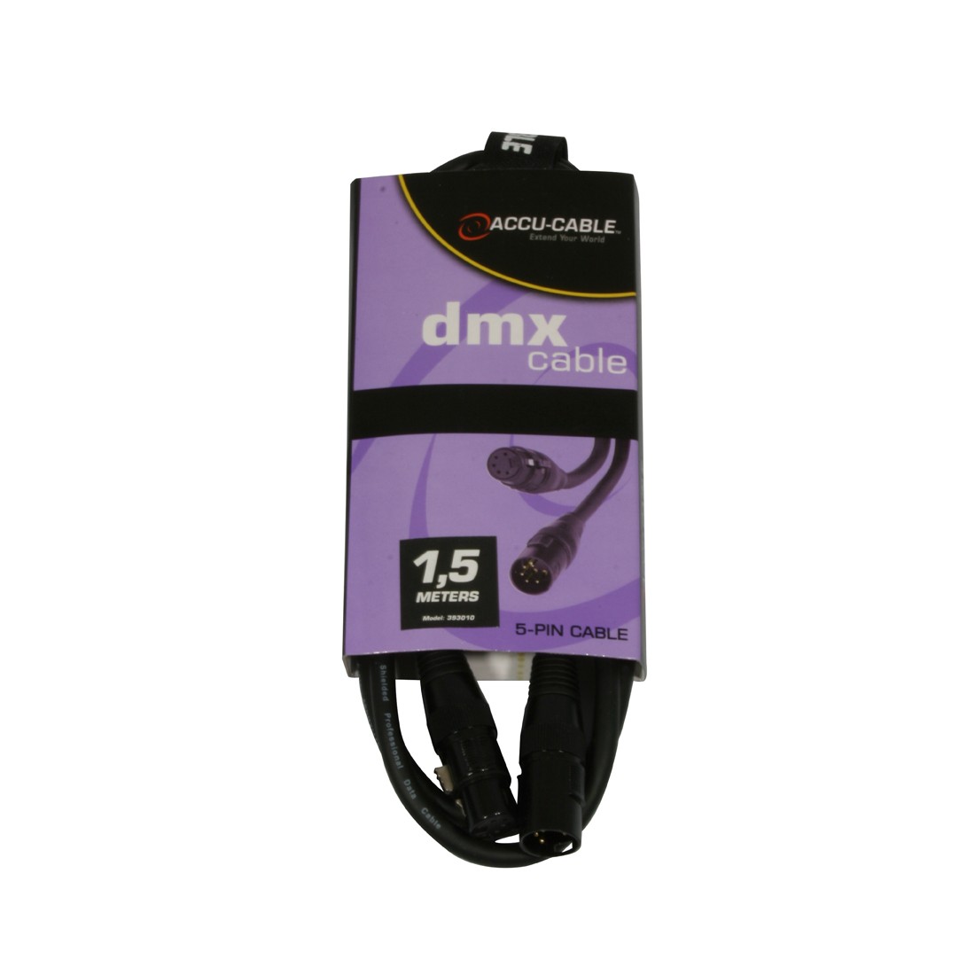ACCU AC-DMX5/1.5-5P XLR M/5P XLR F 1,5m, 5 pol DMX Kabel, schwarz