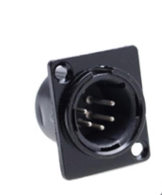 OPTIQUIP XLR Einbau Buchse 5pol, female, schwarz, D-Loch Format, für DMX Kabel