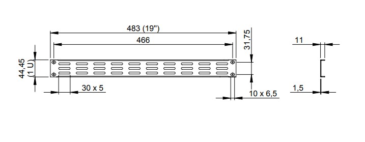 Adam Hall 19" Parts AH RACK U PAN 01 ALU