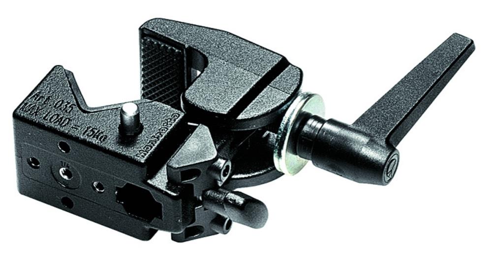 MANFROTTO 035 Super Clamp (13-50mm), SCHWARZ, B:45mm, Tragkraft:15kg, 5/8'', Gewindebohrung: M5 / 1/4''