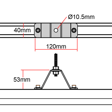 DOUGHTY T81150 RAIL-50mm Top Head