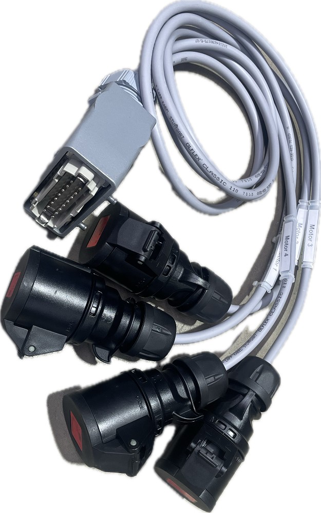 CHAINMASTER CM-802007 CEE Verteiler, 4x 1m, Harting 16E-M-s/ 4x CEE 16A 4pol female, passend für CM-802 Steuerungen