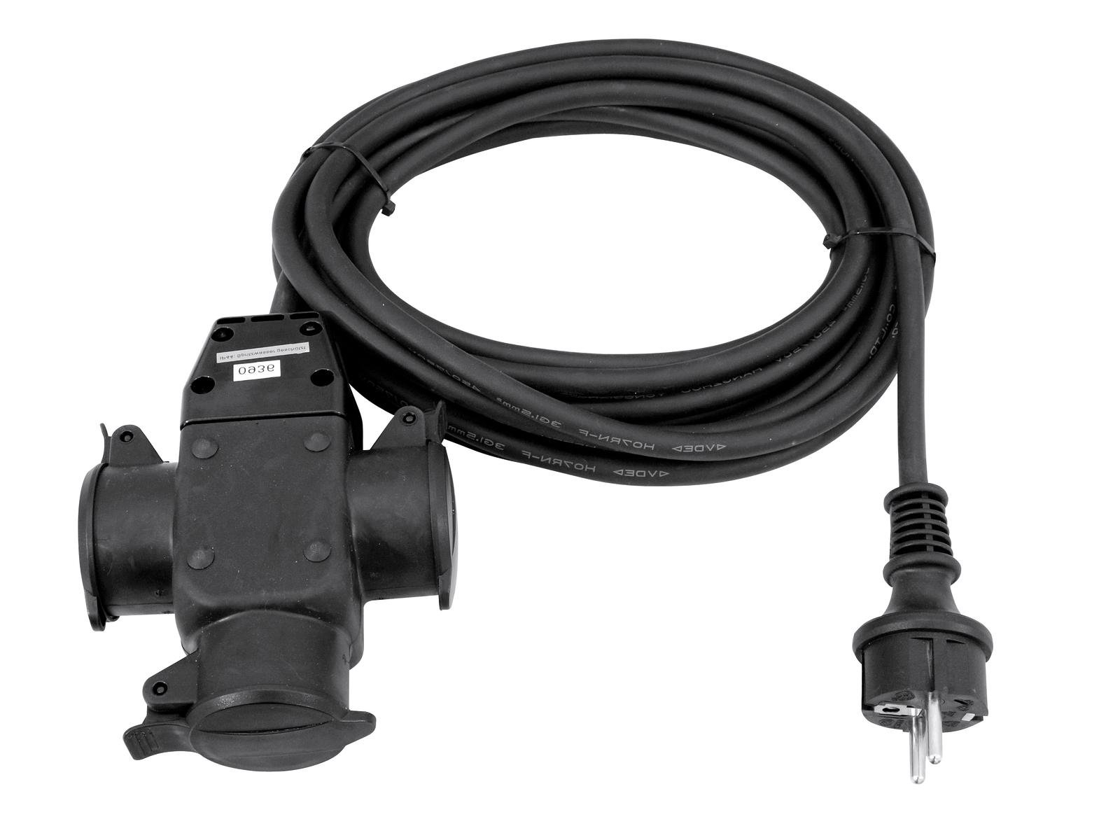 EUROLITE Verlängerung 3x1,5mm², 5m 3-fach, 1x Schuko male / 3x Schuko female