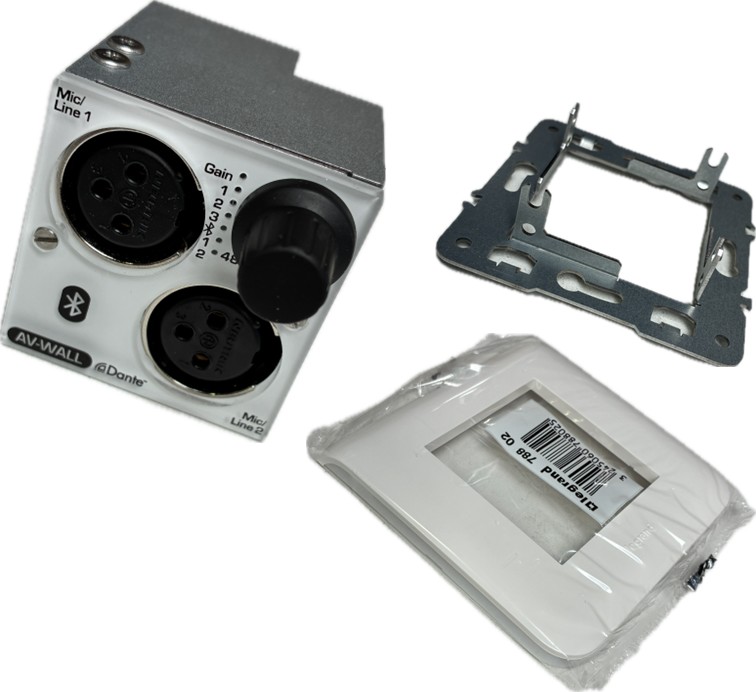 AUVITRAN AV-WALL-DT4i-B WHITE – Dante Wandinterface mit XLR- und Bluetooth-Eingängen