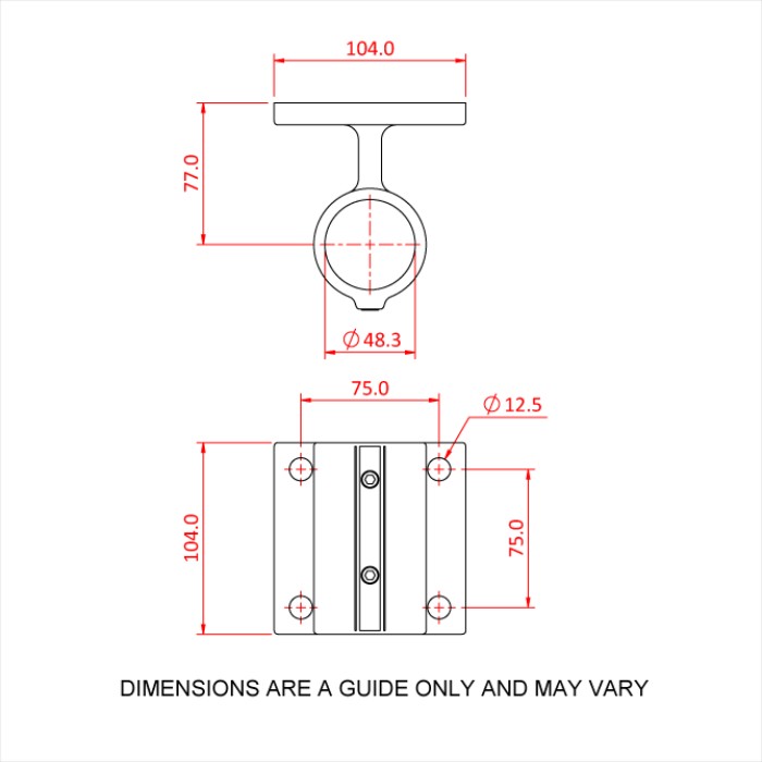 DOUGHTY T194054/3 Speedrail Railing Side Support