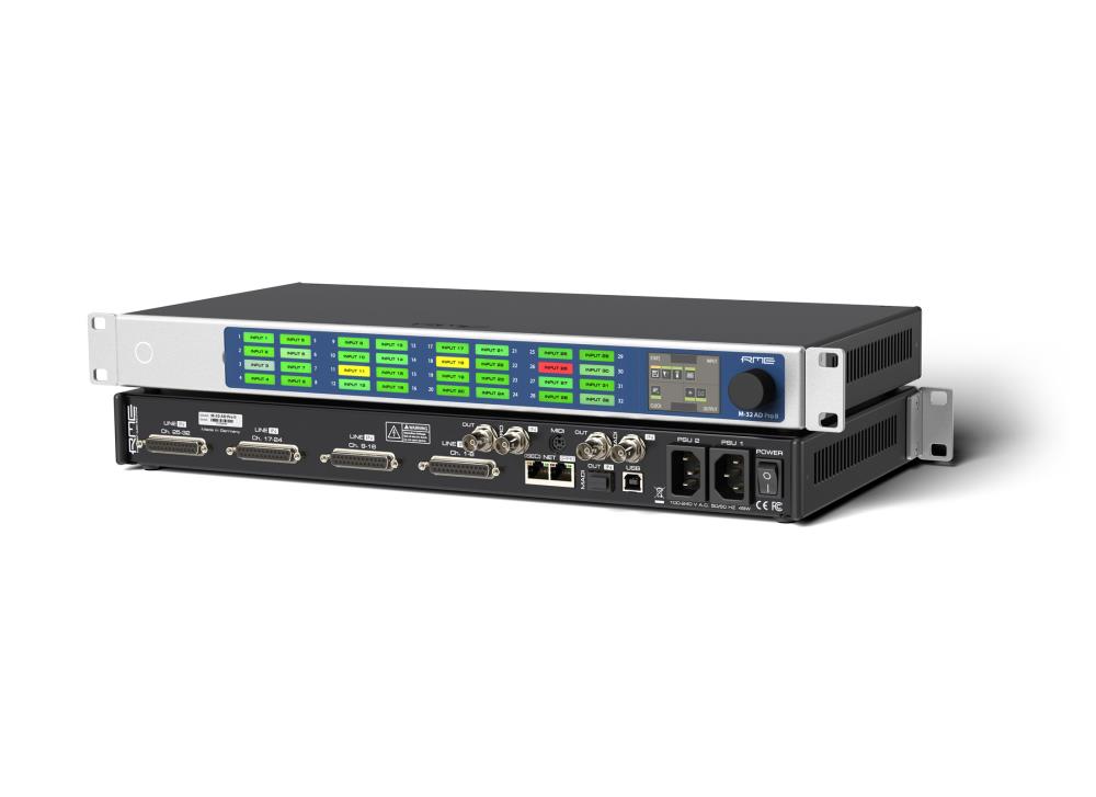 RME M-32 AD Pro II Digitalwandler, 32 Kanäle, 19'', 1HE, AVB, USB 2.0, IN/OUT: 25-pol D-Sub, MIDI, MADI, RJ45