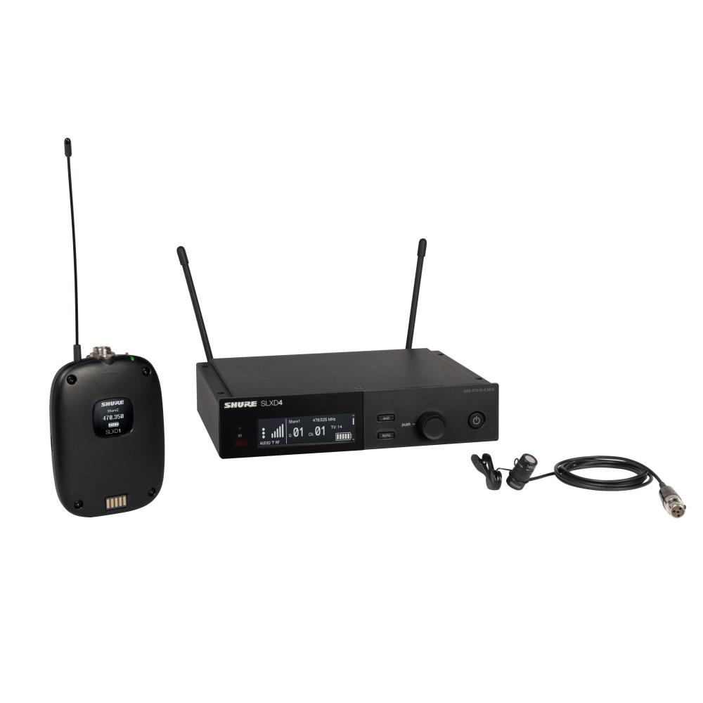 SHURE SLXD14E/85-G59 Drahtlossystem mit Taschensender und WL185 Lavaliermikrofon 470-514 MHz