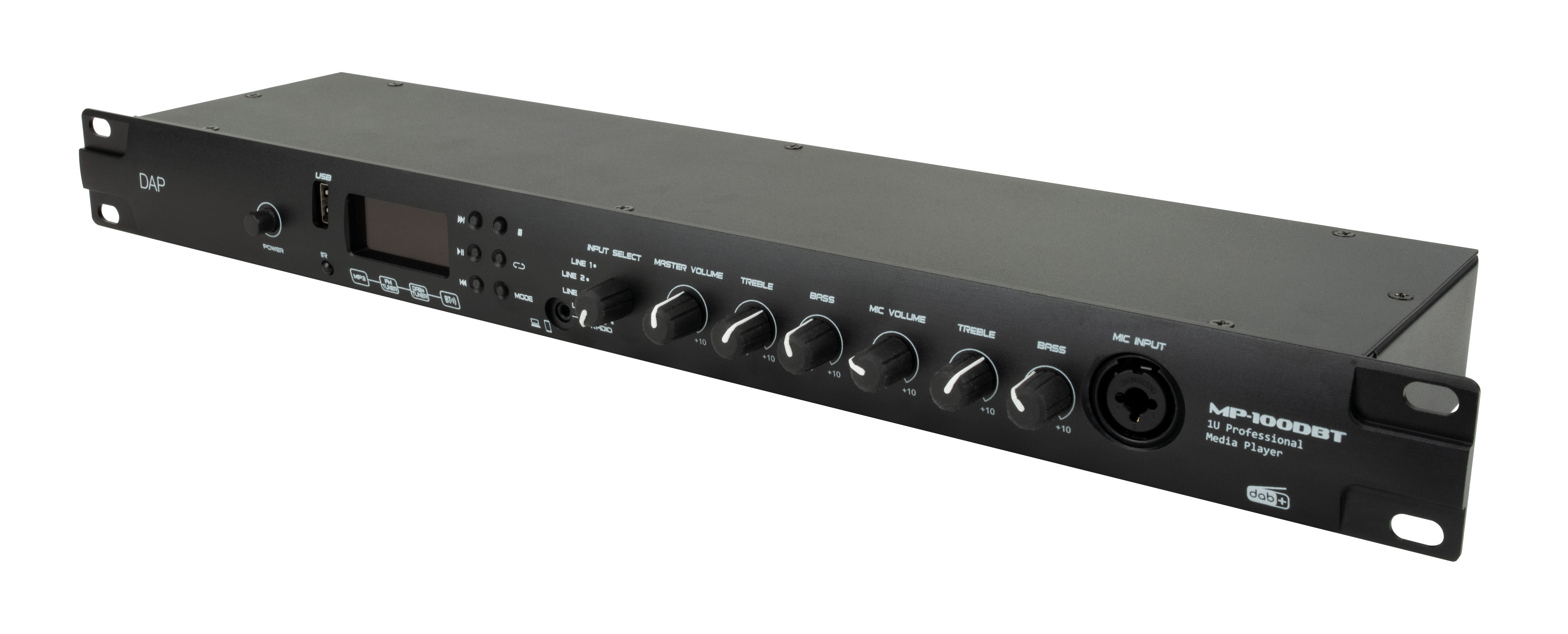 DAP MP-100DBT DAB+/FM-Radio, USB-Player und BT 4.2, 1HE-Medienplayer
