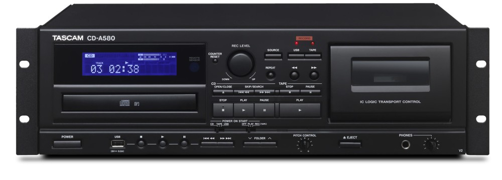 TASCAM CD-A580 V2 19“,3HE,CD/Kassette Kombination mit USB