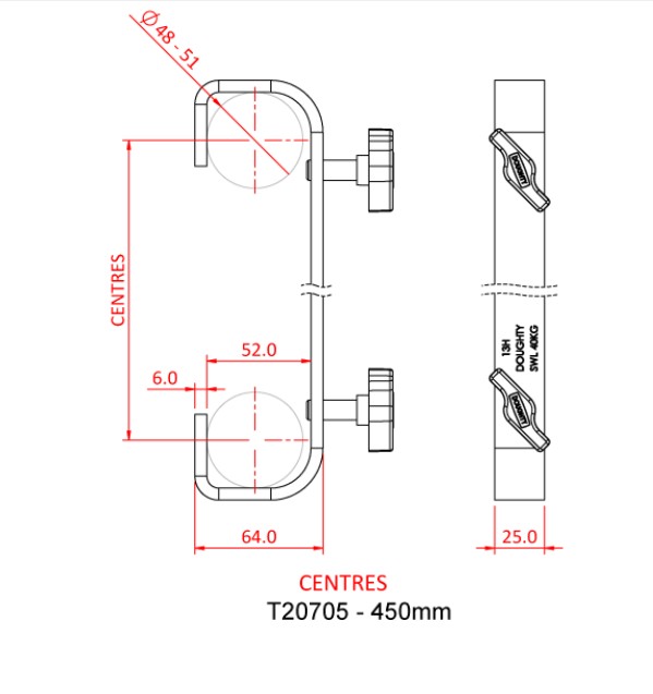 DOUGHTY T20705  Hook Clamp - Double Ended Parallel