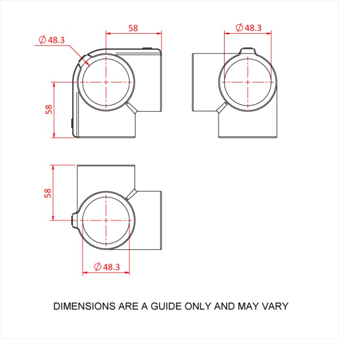 DOUGHTY Speedrail 3 Way 90° Elbow