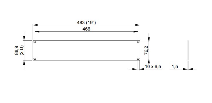 ADAM HALL 19" Parts 8722 STL - 19" Rackblende 2 HE, Stahl