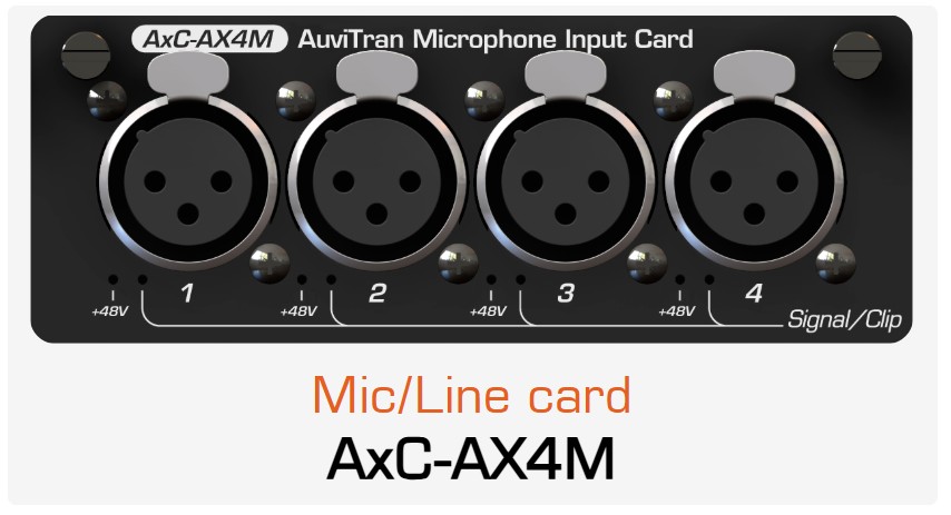 AUVITRAN AxC-AX4M – 4-Kanal Mic/Line Eingangskarte mit Dual-Preamp