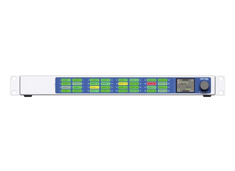 RME M-32 DA Pro II-D Digitalwandler, 32 Kanäle, 19'', 1HE, Dante, USB 2.0, IN/OUT: 25-pol D-Sub, MIDI, MADI, RJ45