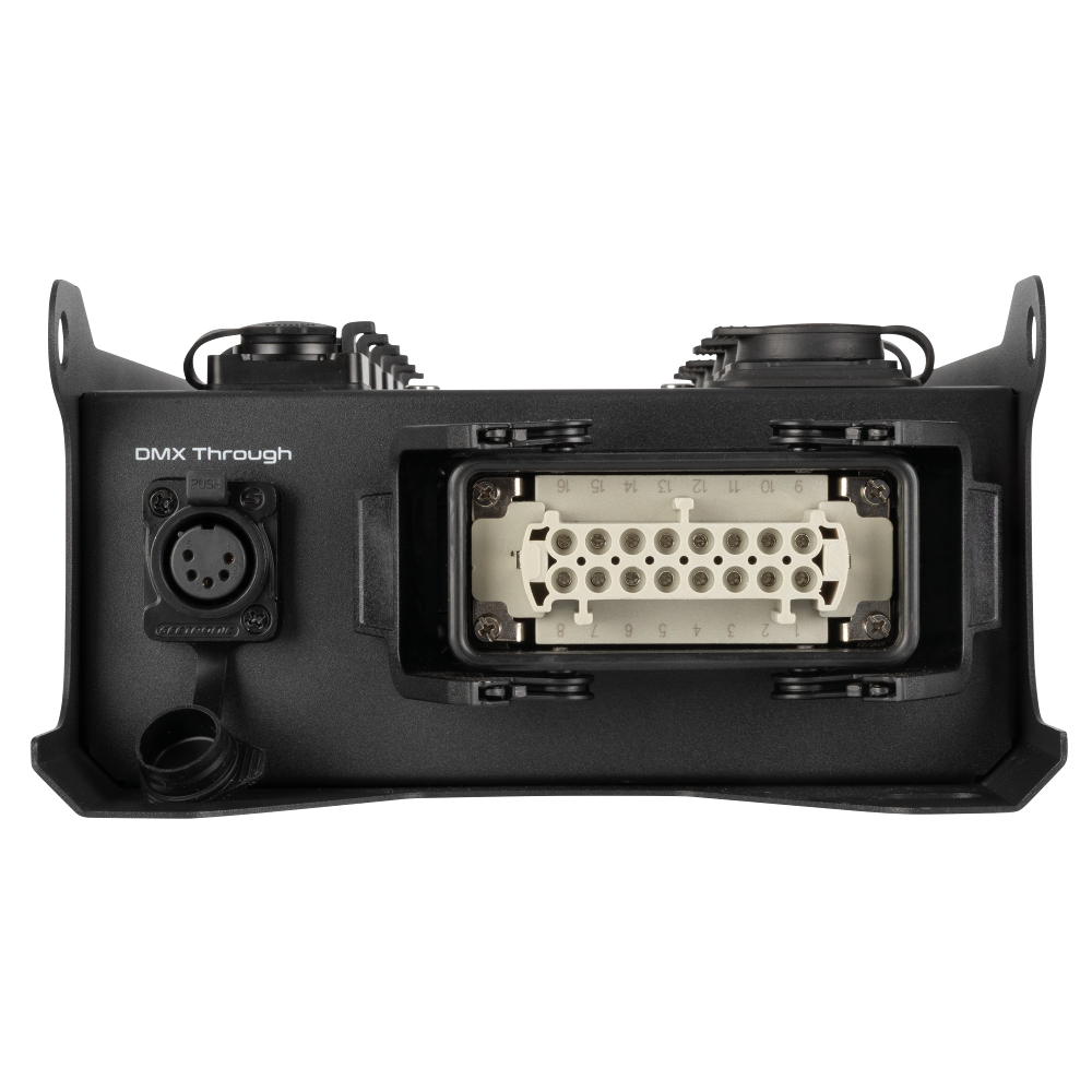 SHOWGEAR PowerCore 2m.6p – DMX Breakout Multipin H16 Ein-/Ausgang auf 6x Power Pro True + 5p DMX-Splitter