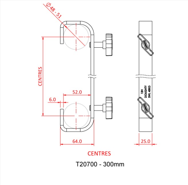 DOUGHTY T20700 Doppel-C-Haken 300mm