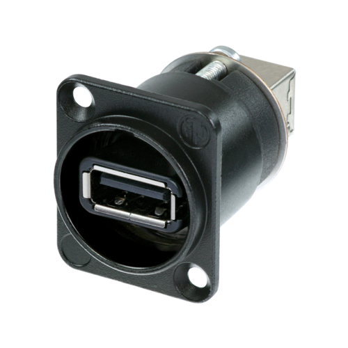 NEUTRIK NAUSB-W-B USB 2.0 Durchgangsbuchse, female, schwarz, D-Gehäuse, reversibler (umkehrbarer) USB-Adapter Typ A-B/B-A